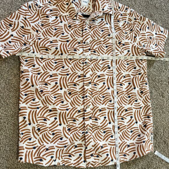 Rown Men's Casual Brown Patterned Button Down Shirt Medium - Picture 5 of 5